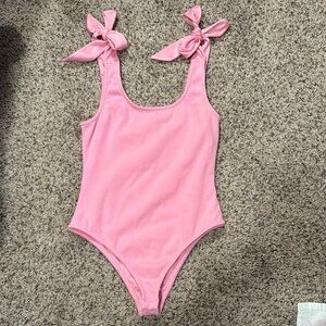 Ribbed Pink Bodysuit